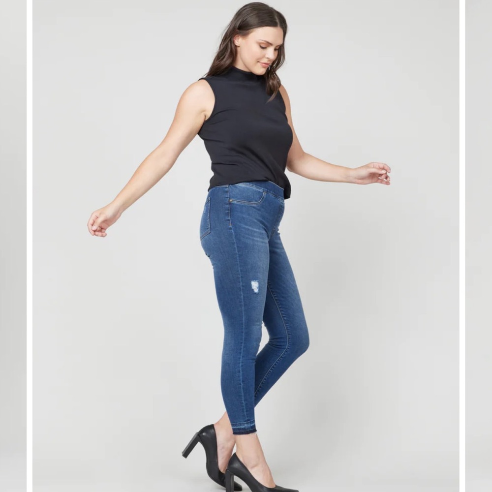 Distressed Ankle Skinny Jeans, Medium Wash - Picture 11 of 14